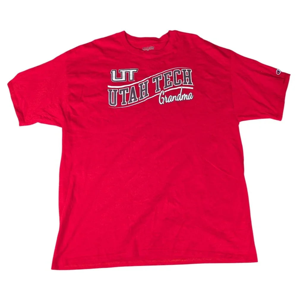 Champion Utah Tech University Grandma Red Graphic T-Shirt UT Trailblazers - Picture 2 of 9